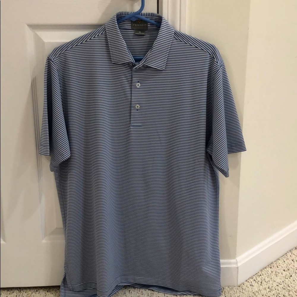 Fennec Men’s Performance Polo Medium Blue Stripe
